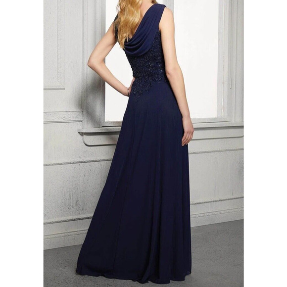 MGNY Madeline Gardner for NY by Mori Lee Dress 72414 Navy Sz. 16 (Sample) - Picture 5 of 9